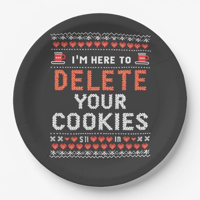 Ich bin hier, um Ihre Cookies zu löschen Ugly Xmas Pappteller (Vorderseite)
