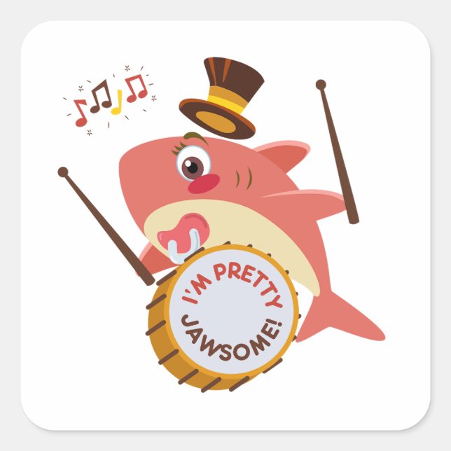 Ich bin Hübsch Jawsome Pun Square Sticker (Vorderseite)