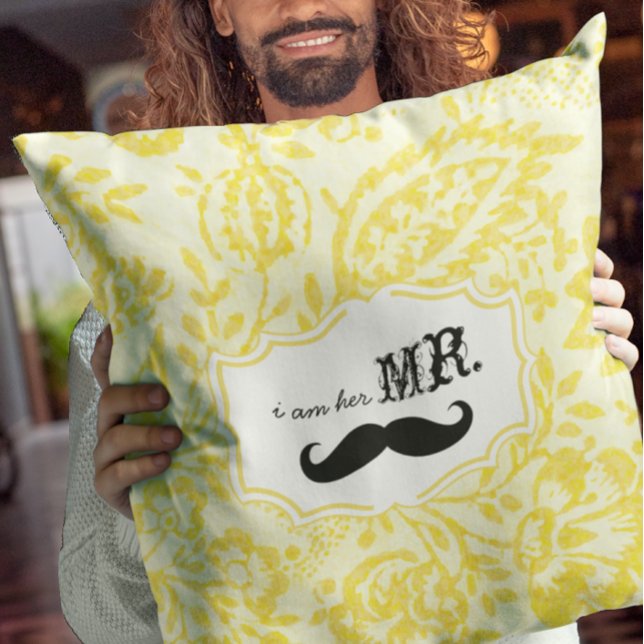 Ich bin ihr Herr Lemon Zest Mustache Pillow Kissen (Von Creator hochgeladen)