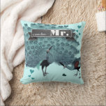 Ich bin ihr Herr Peacock Pillow Kissen<br><div class="desc">Aquamarines Aqua Vintag Modern Peacock Hochzeit Einladungen</div>