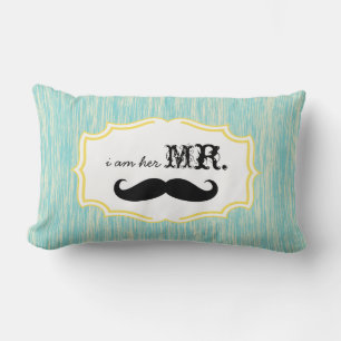 Ich bin ihr Mr. Aqua und Limon Mustache Kissen