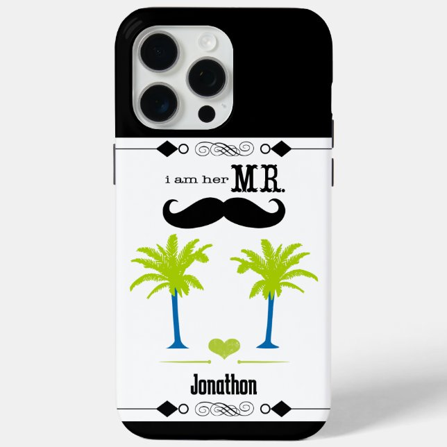 Ich bin ihr Mr. Mustache Groom Beach Palm Tree Case-Mate iPhone Hülle (Rückseite)