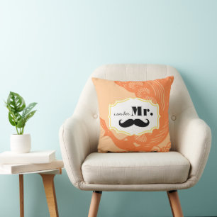 Ich bin ihr Mr. Mustache Peach Peacock Pillow Kissen