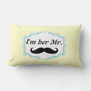 Ich bin ihr Mr. Mustard Yellow Mustache Pillow Lendenkissen