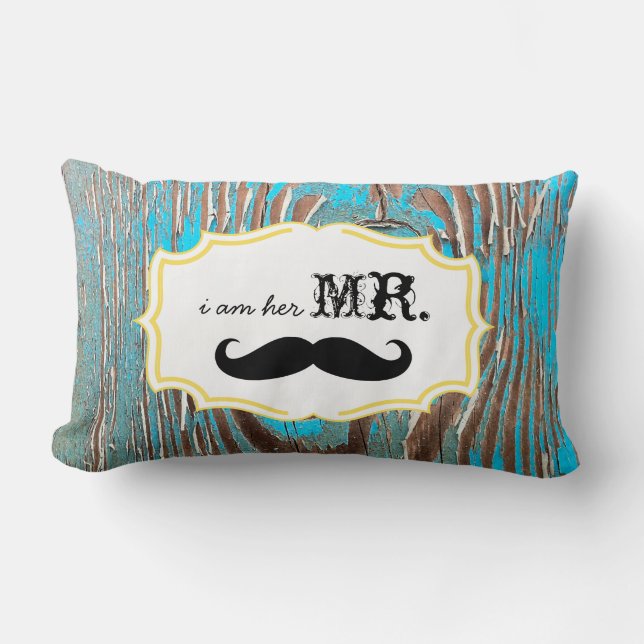 Ich bin ihr Mr. Old Wood Mustache Pillow Lendenkissen (Vorderseite)