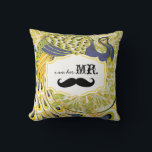 Ich bin ihr Mr. Yellow Lila Mustache Peacock Pillo Kissen<br><div class="desc">Bistro Style Ästhetik Mustache Lemon Zest und Lila Lavender Vintagen Floral Country Chic Wirbel Peacock I bin Ihr Herr Sie können diese wunderschönen Vintagen Elemente Lila, Gelb Grün und Black Peacock Pillow personalisieren, um alles zu sagen, was Sie mögen oder verwenden Sie den bestehenden Mr für den Groom/Husband oder kaufen...</div>
