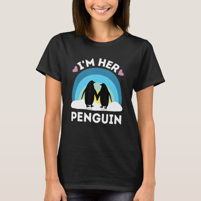 Ich bin ihr Pinguin - Niedliche Paare T-Shirt (Vorderseite)