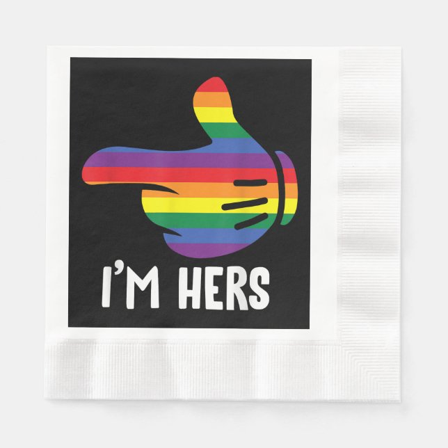Ich bin ihr Rainbow Lesbian Couple Funny LGBT Prid Serviette (Vorderseite)