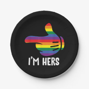Ich bin ihr Regenbogen-Lesben-Paar Lustiger LGBT-S Pappteller
