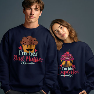 Ich bin ihr Stuck Muffin Valentinstag Couple Match Sweatshirt