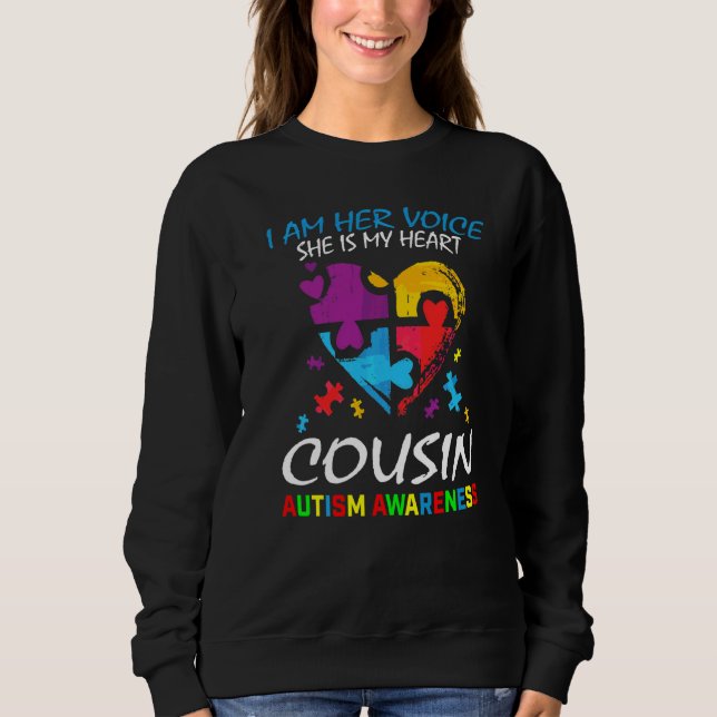 Ich bin ihr Voice Blue Cousin Autismus Bewusstsein Sweatshirt (Vorderseite)