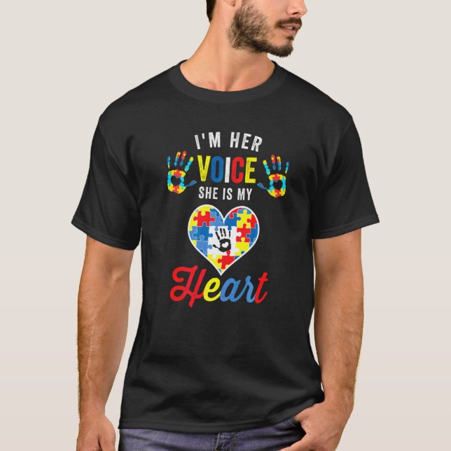 Ich bin ihre Stimme. Sie ist mein Vater für Autism T-Shirt (Vorderseite)