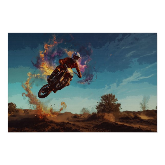 Ich bin im Feuer - Motocross-Fahrer Poster (Vorderseite)
