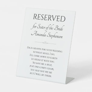 Ich bin im Himmel für die Hochzeit der Schwester d Sockelschild