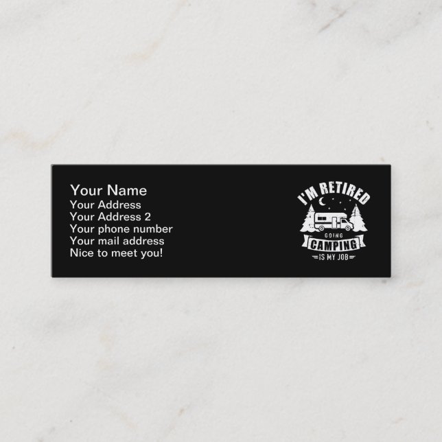 Ich bin im Ruhestand Camping ist mein Job RV Mini Visitenkarte (Vorderseite)