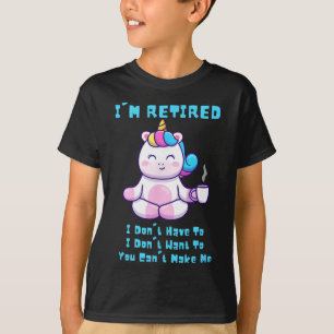 Ich bin im Ruhestand Lustiges Yoga-Einhorn Kaffee T-Shirt