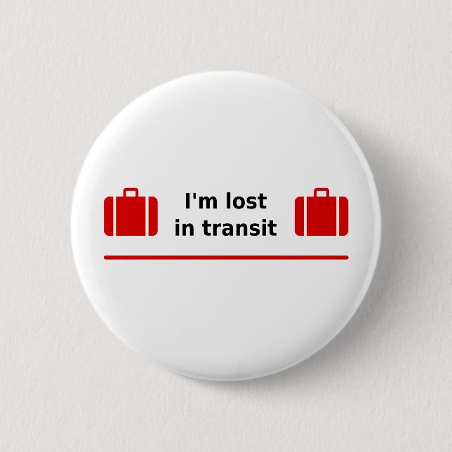 Ich bin im Transit Doppelkassettenhellfarbe verlor Button (Vorderseite)