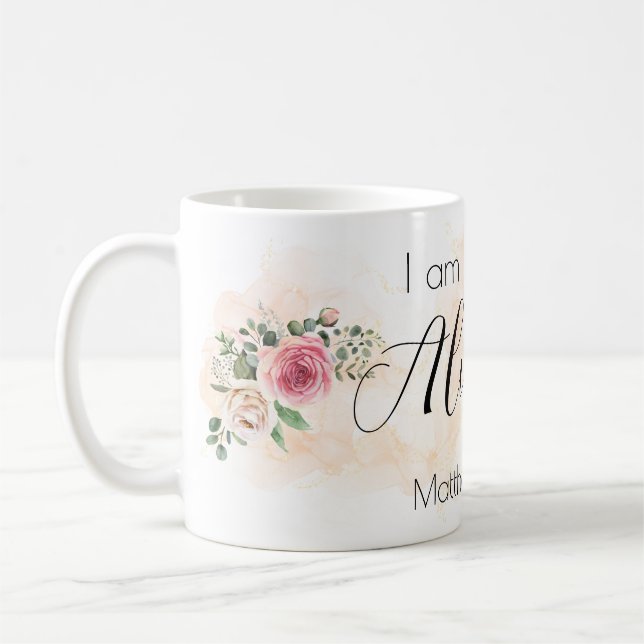 Ich bin immer bei dir, die Aquarellfarben-Rose Kaffeetasse (Links)