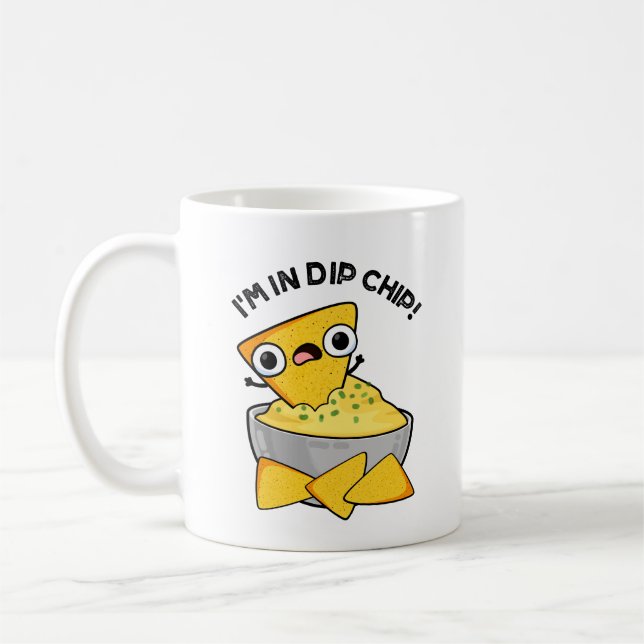 Ich bin in einem dip Chip Funny Food Pun Kaffeetasse (Links)
