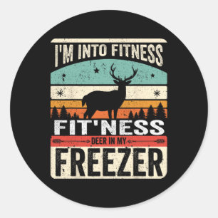 Ich bin in Fitness Deer Freezer Vater Hunter Dee Runder Aufkleber