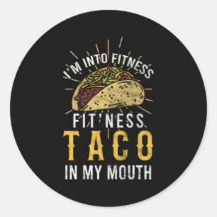 Ich bin in Fitness Taco in meinem Mund Taco Runder Aufkleber