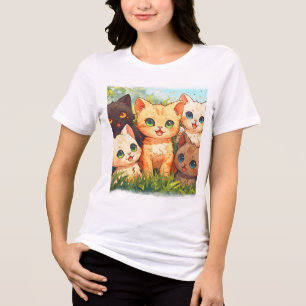 Ich bin in Kitten Heaven - Cartoon Cat Design Tri-Blend Shirt