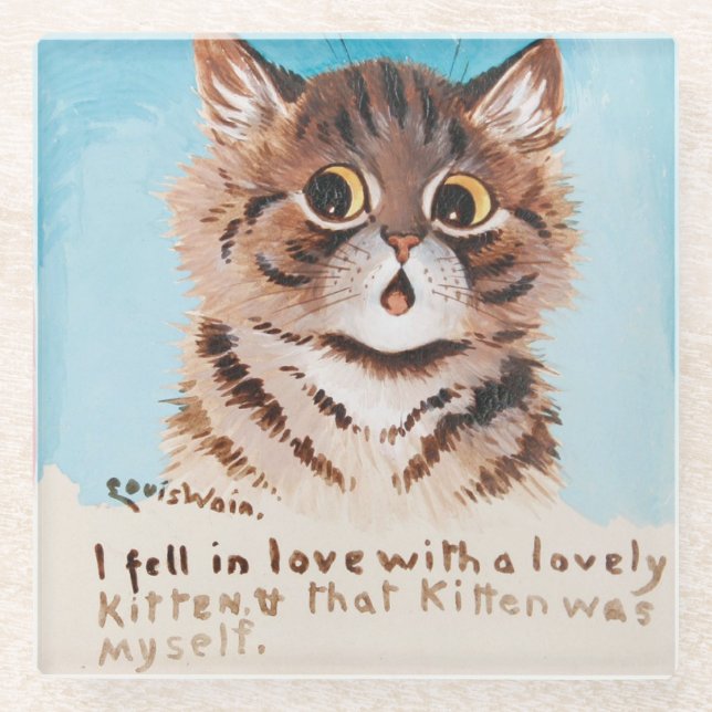 Ich bin in Liebe mit einem netten Kitten (ich selb Glasuntersetzer (Vorderseite)