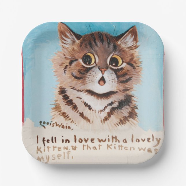 Ich bin in Liebe mit einem netten Kitten (ich selb Pappteller (Vorderseite)