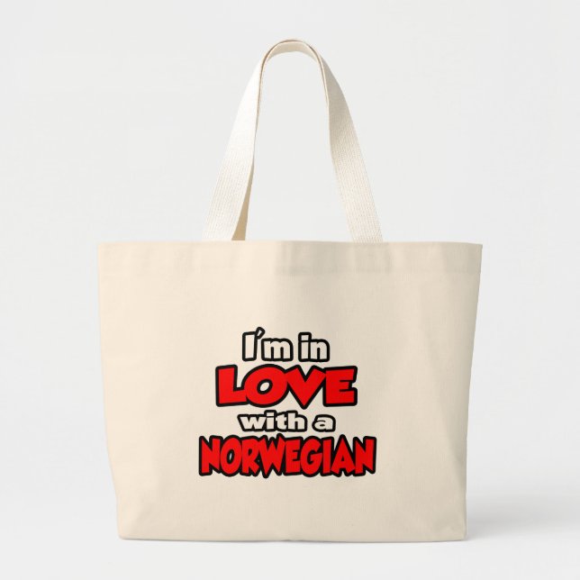 Ich bin in Liebe mit einem Norweger Jumbo Stoffbeutel (Vorne)
