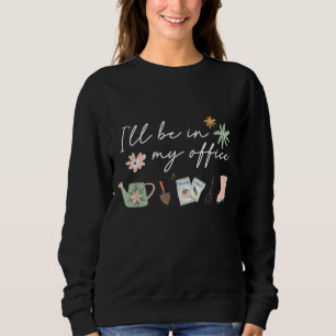 Ich bin in meinem Büro mit lustigen Vintag-Gartenw Sweatshirt