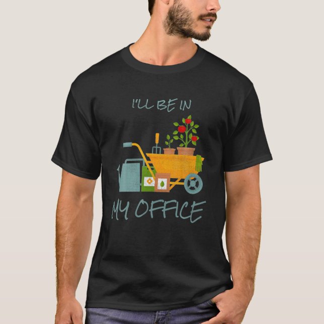 Ich bin in meinem Bürogarten, ein sonniger, gestör T-Shirt (Vorderseite)
