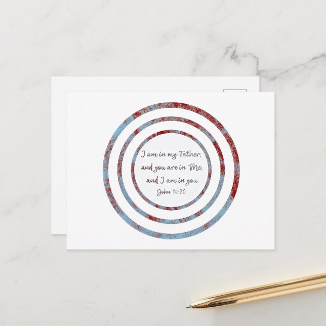 Ich bin in meinem Vater John um 14:20 Uhr Postkarte (Vorderseite/Rückseite Beispiel)