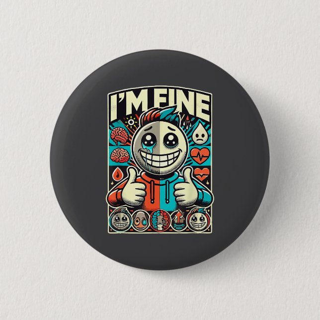 Ich bin in Ordnung Hilfe Depression Angstzustände  Button (Vorderseite)