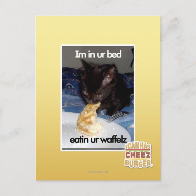 Ich bin in unserem Bett Postkarte (Vorderseite)