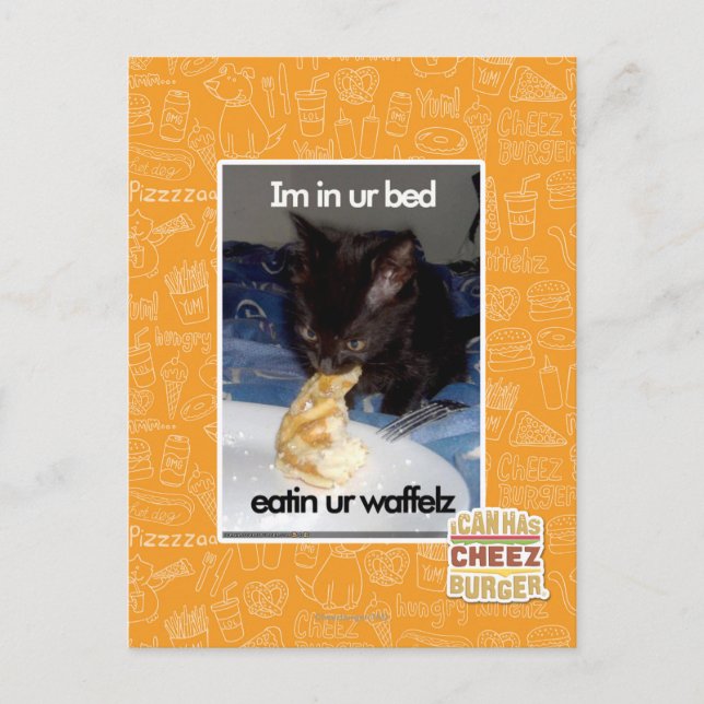 Ich bin in unserem Bett Postkarte (Vorderseite)