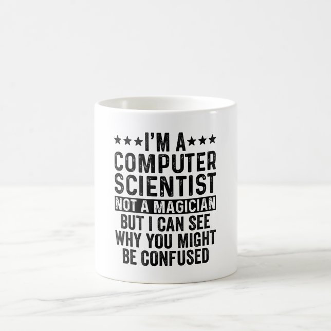Ich bin Informatiker und kein Zauberkünstler Kaffeetasse (Mittel)