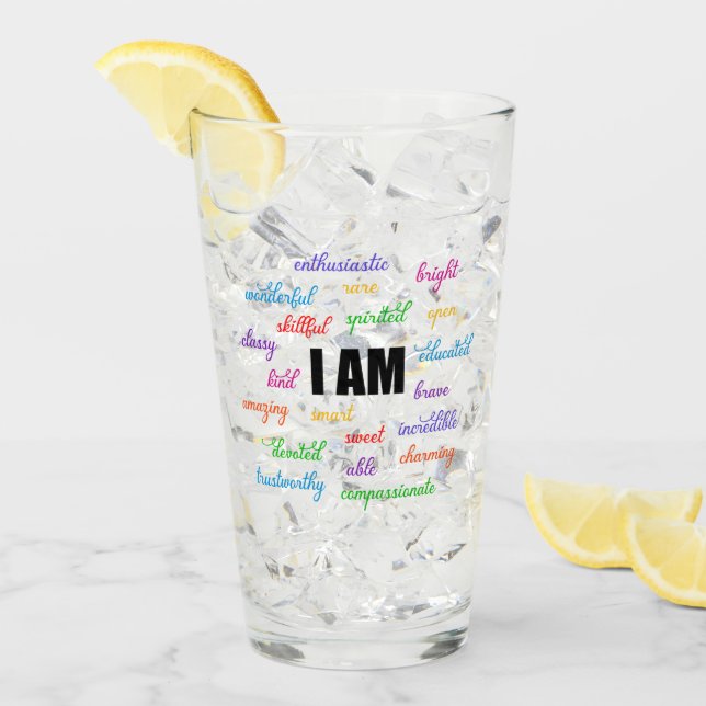 Ich bin inspirierend, positiv, religiös, Christlic Glas (Vorderseite Ice)
