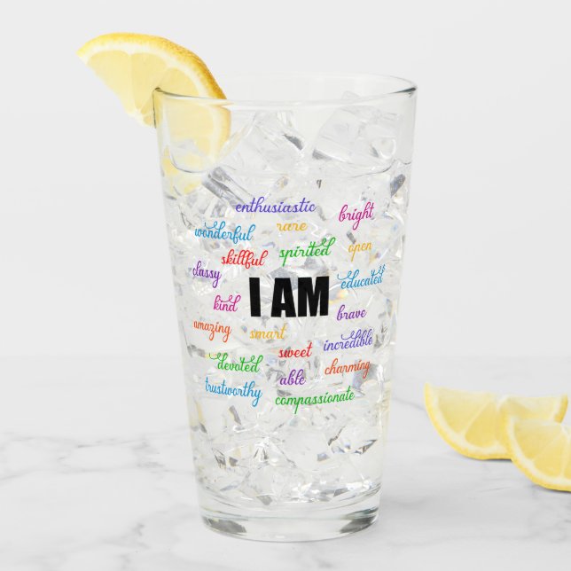 Ich bin inspirierend, positiv, religiös, Christlic Glas (Vorderseite Ice)