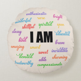 Ich bin inspirierend, positiv, religiös, Christlic Rundes Kissen