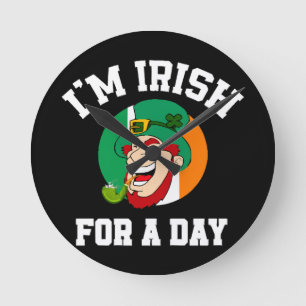 Ich bin Irisch für einen Tag St. Patricks Day-Klee Runde Wanduhr