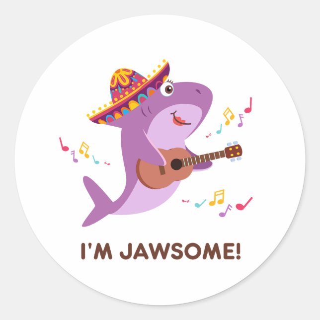 Ich bin Jawsome Pun Round Sticker (Vorderseite)