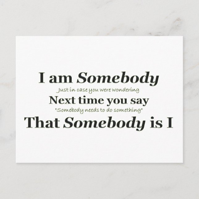 Ich bin jemand postkarte (Vorderseite)