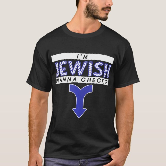 Ich bin jüdischer Wanna Karo Funny Circumcision T-Shirt (Vorderseite)