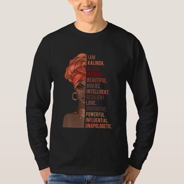 Ich bin Kalinda Schwarze Frau Geschichte Monat 202 T-Shirt (Vorderseite)