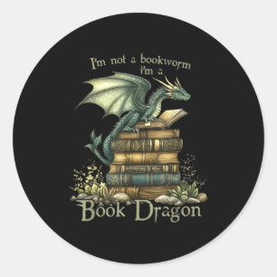 Ich bin kein Bücherwurm, ich bin ein Buchdrache Runder Aufkleber