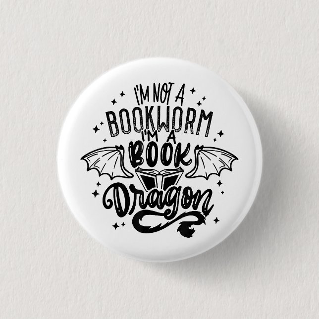 Ich bin kein Buchwurm, ich bin ein Buch-Drachen-Fa Button (Vorderseite)