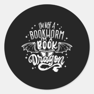 Ich bin kein Buchwurm, ich bin ein Buch-Drachen-Fa Runder Aufkleber