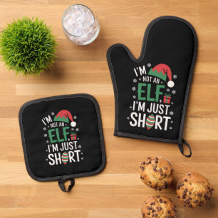 Ich bin kein Elf, nur klein, lustiges Weihnachten Ofenhandschuh & Topflappen-Set