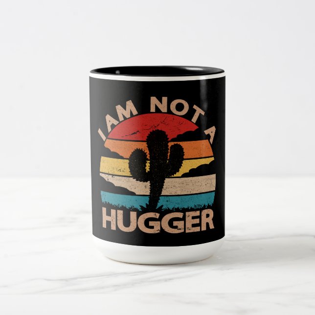 Ich bin kein Hugger ein lustiges Kaktusdesign für  Zweifarbige Tasse (Mittel)