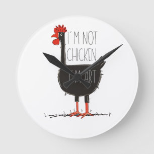 Ich bin kein Huhn, ich bin Kunst - Skurriles Retro Runde Wanduhr